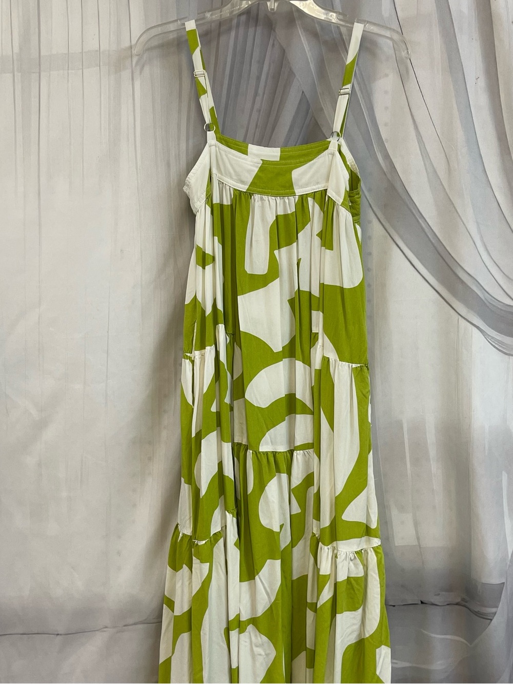 Anthropologie S Small maxi dress Abel the Label citron geometric strappy tier - Picture 9 of 16